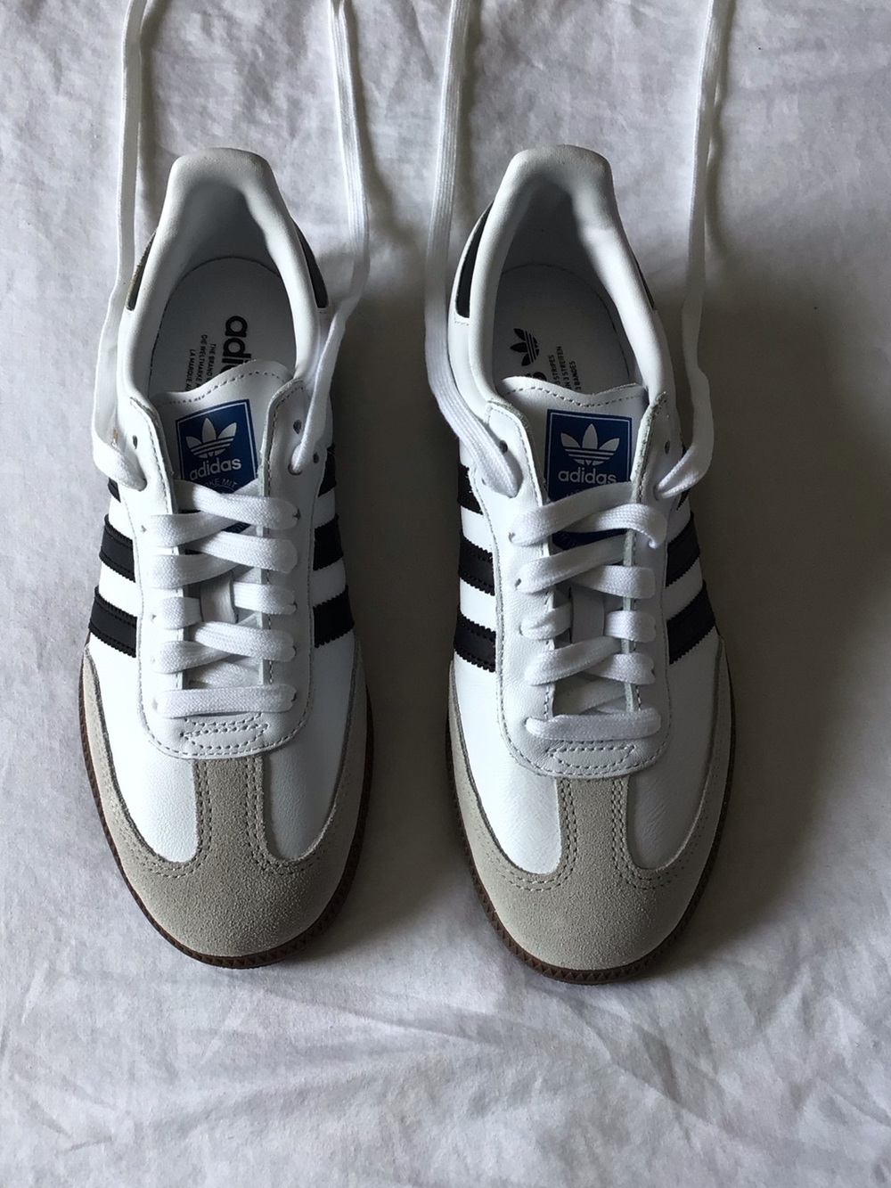 adidas Women’s White Black Samba Classic Lace-Up Sneakers with Gray Suede Toe